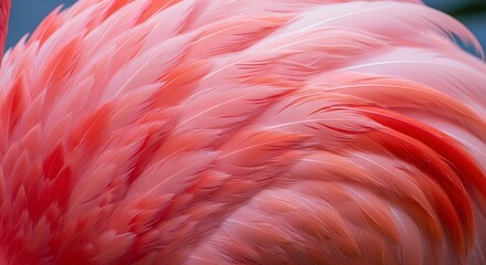 Closeup Pink Flamingo Feather Texture with Soft Lighting and Detailed Pattern