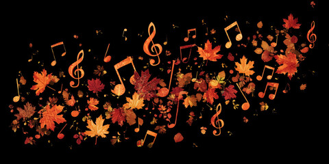 Autumn Music Notes in Golden Light &ndash; AI Generative