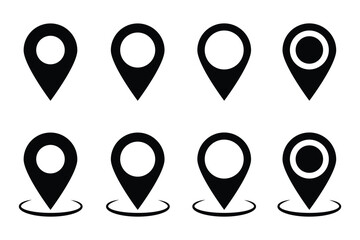 Location pin icon set map pointer gps navigation marker. Location icon set, Map pin place marker.