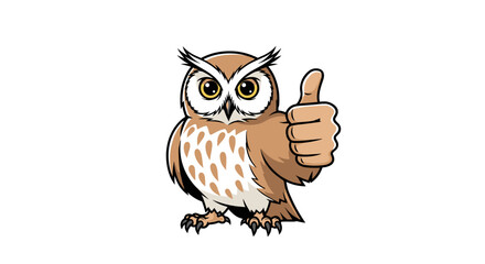Naklejka premium An illustration of an owl giving a thumbs up gesture indicating approval or positivity