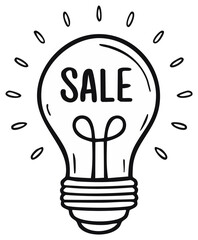 Fototapeta premium Bright idea light bulb with the word sale illuminating the concept of a business opportunity