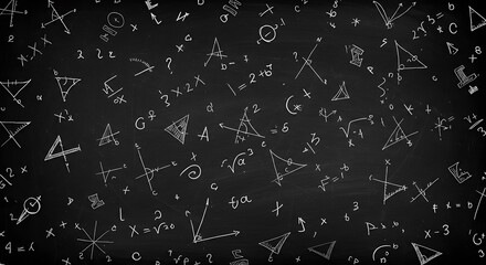 Chalkboard style math symbols background for education and business design.