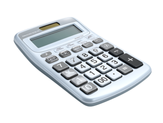 Calculator isolated on transparent background, a device used for performing mathematical calculations with buttons and a display