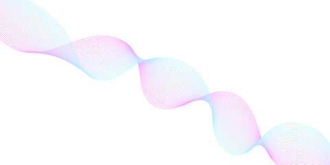 Pink Blue Gradient Abstract Wave Line Pattern on White Background