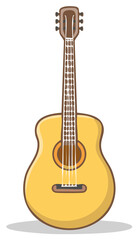 Obraz premium Acoustic guitar in simple illustration style instrument for music