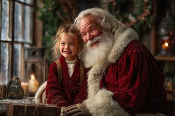 Obraz premium Santa Claus and Child Sharing a Joyful Moment
