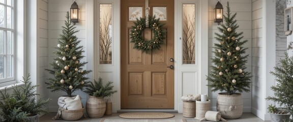 Scandinavian Christmas Entryway  Natural   Cozy Decorations