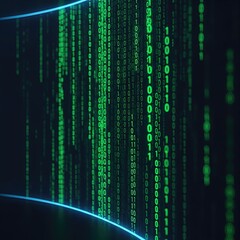 Binary Matrix Code Streaming on Screen &ndash; Digital Technology Concept