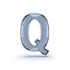 Translucent Glass Letter Q: A 3D Render