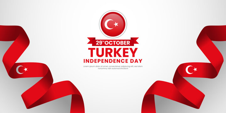 Turkey independence day banner background 29th october design element with waving ribbon flag