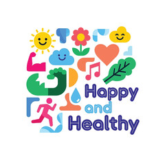 Aesthetic Happy and Healthy Positive Vibes Groovy Retro Good Vibes Graphic