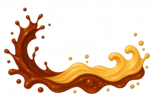 Caramel merging with chocolate, swirling artfully, revealing decadent flavor dynamics against translucent backdrop