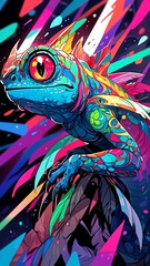 Watercolor chameleon - Cartoon style animal illustration