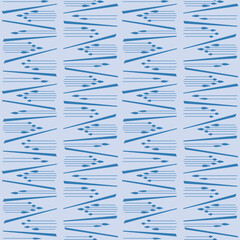 Japanese Flower Bud Zigzag Line Vector Seamless Pattern