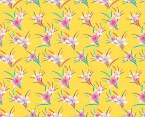 Japanese Colorful Sweet Flower Vector Seamless Pattern