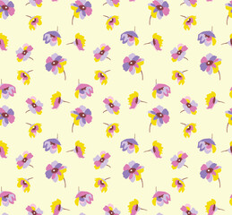 Japanese Flower Fall Vector Seamless Pattern