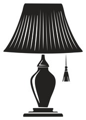 Obraz premium Monochrome Illustration of a Stylish Table Lamp with Shade and Tassel Ornament