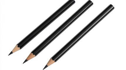Three black pencils on white background