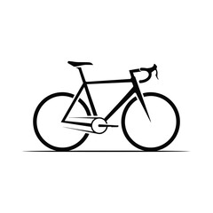 Fototapeta premium Simple black bicycle isolated on white background, a minimalist vector illustration of a road bike for sport or transportation, clean and modern design