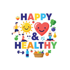 Aesthetic Happy and Healthy Positive Vibes Groovy Retro Good Vibes Graphic