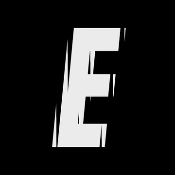 Sliced Glass Digital Letter E Glitch Animation Loop
