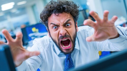 Obraz premium Workplace panic highlights emotional strain, where fear and stress disrupt performance and erode team confidence. 