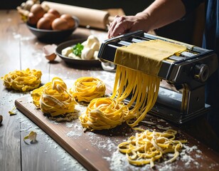 Fresh pasta being made