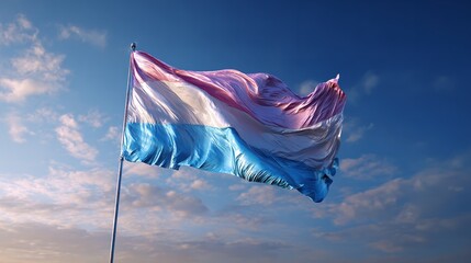 Luxembourg flag waving against a clear sky on independence day celebration