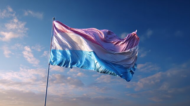Luxembourg flag waving against a clear sky on independence day celebration