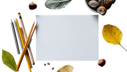 Blank paper surrounded by autumnal objects