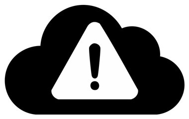Cloud warning symbol with exclamation mark icon for error alerts and cybersecurity threats