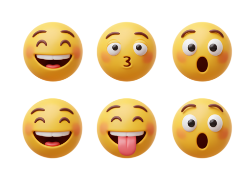 3D Emoji Expressions: Happy, Surprised, Kissing, and More!