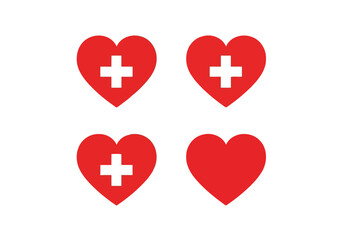 Obraz premium Illustration of four red hearts with white cross