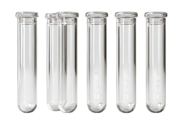 Clear glass test tubes with caps