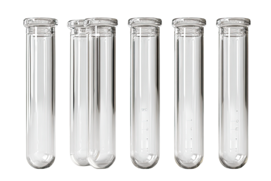 Clear glass test tubes with caps