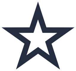 Obraz premium Geometric Dark Blue Five Point Star Shape Outline on White Background