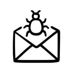 Email virus doodle vector icon
