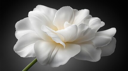 A beautifully detailed white flower with soft, delicate petals against a dark background, perfect for use in floral designs, wedding invitations, or nature-themed decor projects,