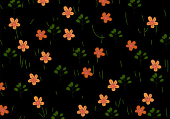 Abstract floral pattern design background. Harmonious plants, floweres and leaves design for textile, fabric, fashion, print and wallpaper.
