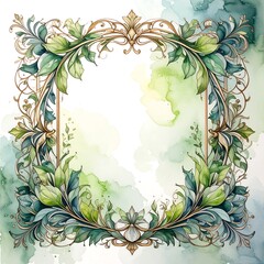 Ornate floral frame, watercolor style