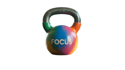 Vibrant kettlebell promoting focus, fitness and well-being.