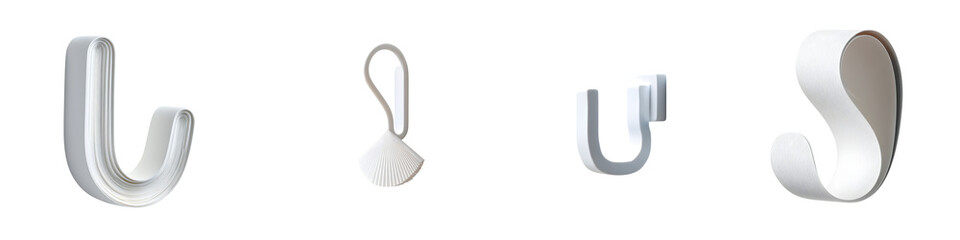 Modern White and Gray Wall Hooks: Minimalist Design on White