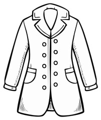 Outlined Drawing of Classic Coat for Autumn or Winter Weather