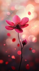 Obraz premium Pink flower, bokeh, soft light, delicate petals