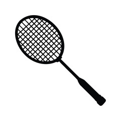 Stylized Black Silhouette of a Badminton Racquet on a White Background, badminton racket silhouette vector illustration