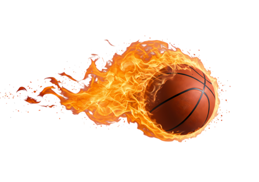 Fiery Basketball: Intense Sports Action Graphic