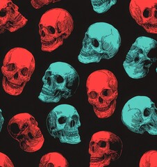 Naklejka premium halloween skulls pattern