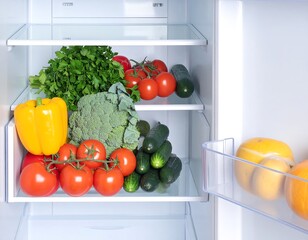 Fresh produce in a refrigerator