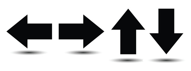 Arrow sign icon set. Simple flat logo of arrows on white background.