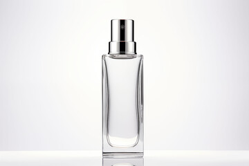 Empty perfume spray bottle isolated on white background